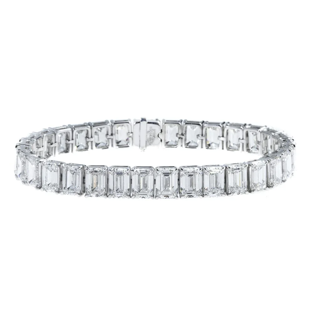 19-Carat Emerald Cut Diamond Tennis Bracelet | VVS-VS Natural Diamonds | Legacy Diamonds