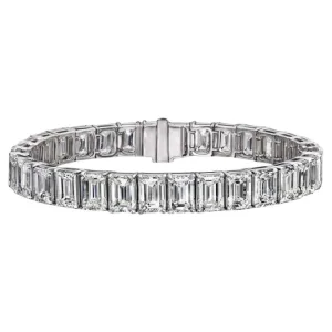 24.21-Carat Emerald Cut Diamond Tennis Bracelet | VVS-VS Natural Diamonds | Legacy Diamonds