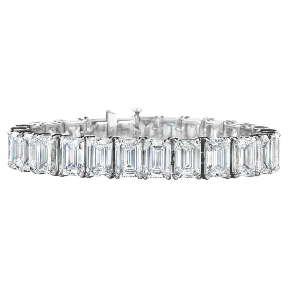 34.93-Carat Emerald Cut Diamond Tennis Bracelet | VVS-VS Natural Diamonds | Legacy Diamonds