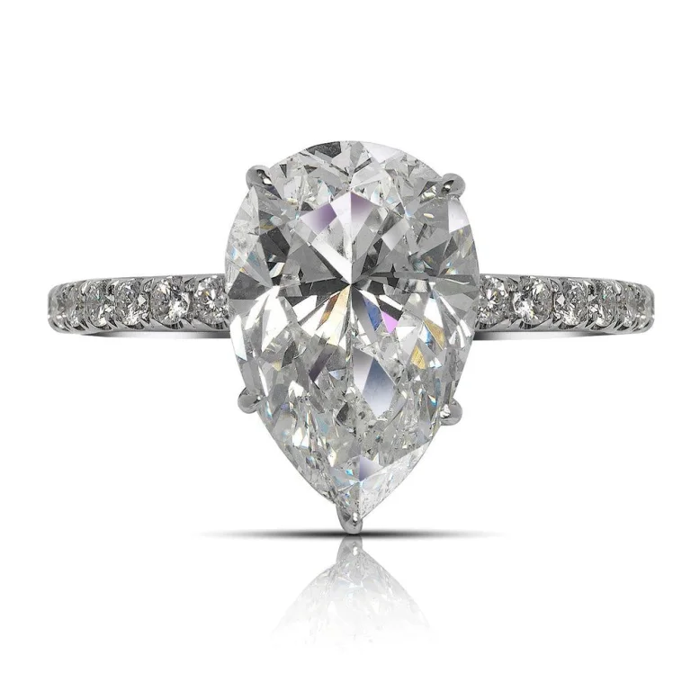 5.02 Carat Pear Cut Diamond Ring | VS2 Clarity | F Color | Timeless Elegance
