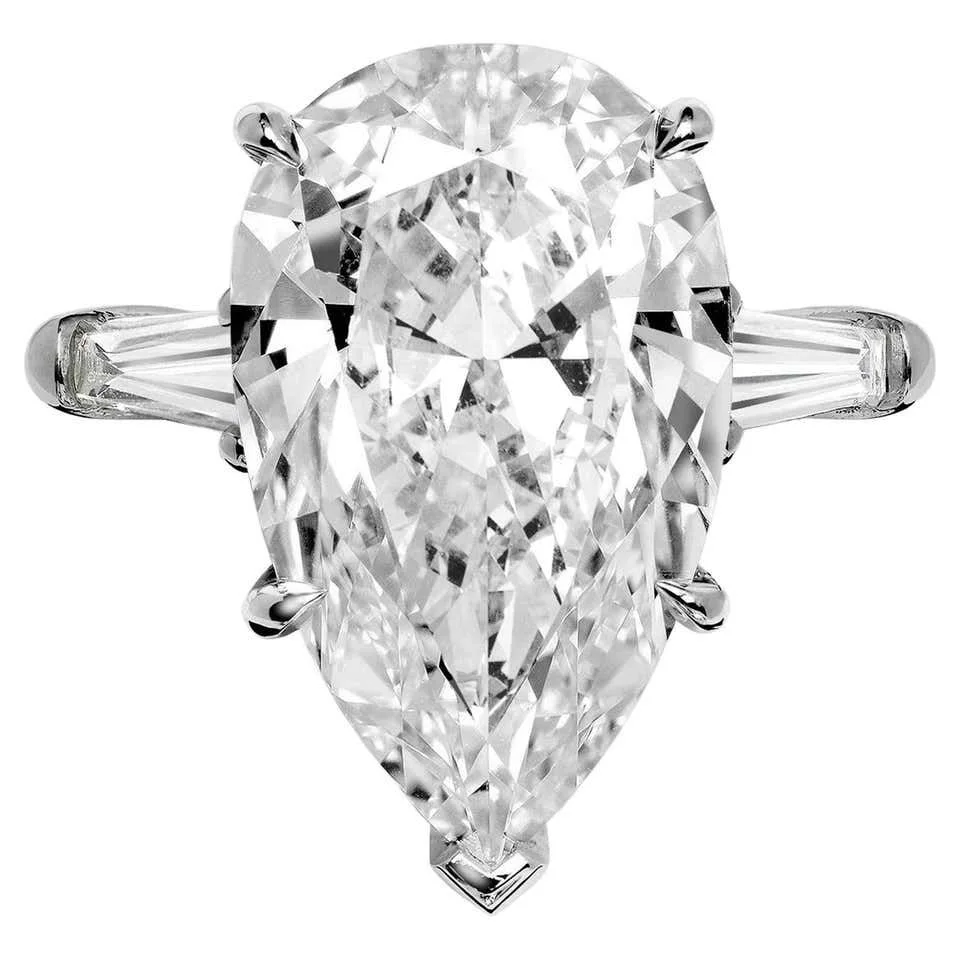 HRD Certified 10.05 Carat Pear Cut Diamond Ring | SI2 Clarity | J Color | Majestic Brilliance