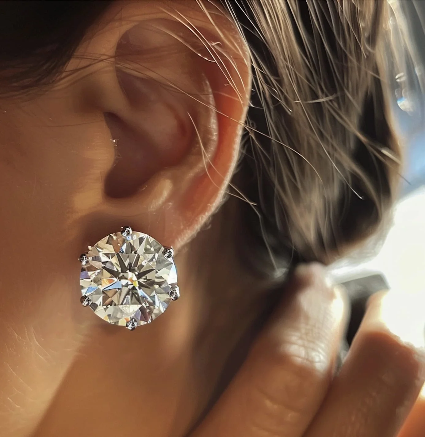 10-Carat Each Diamond Stud Earrings