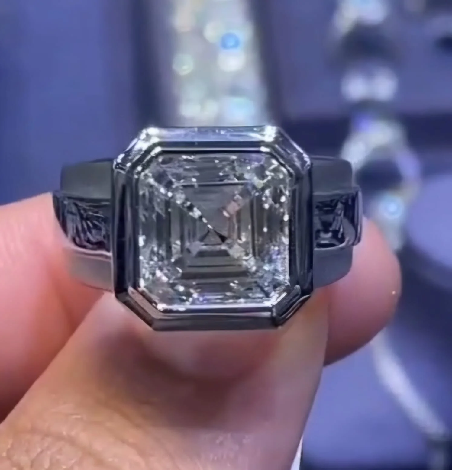 3-Carat Asscher Cut Diamond Ring | Timeless Sophistication