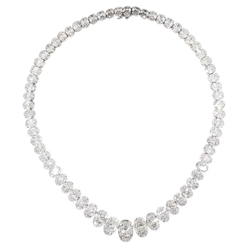 80-Carat Oval Tennis Graduated Necklace | Legacy Diamonds
