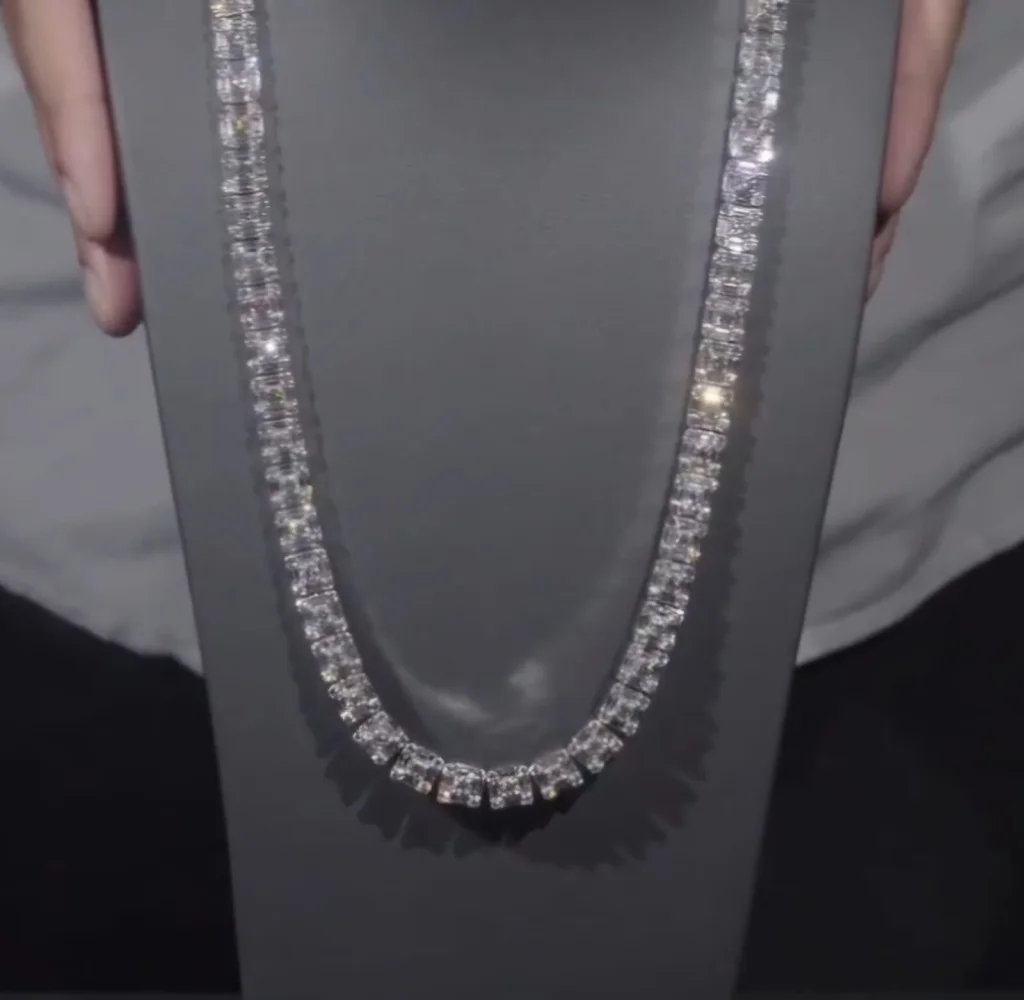 Hip Hop Necklace 80 | 80-Carat Baguette Round Diamond Statement