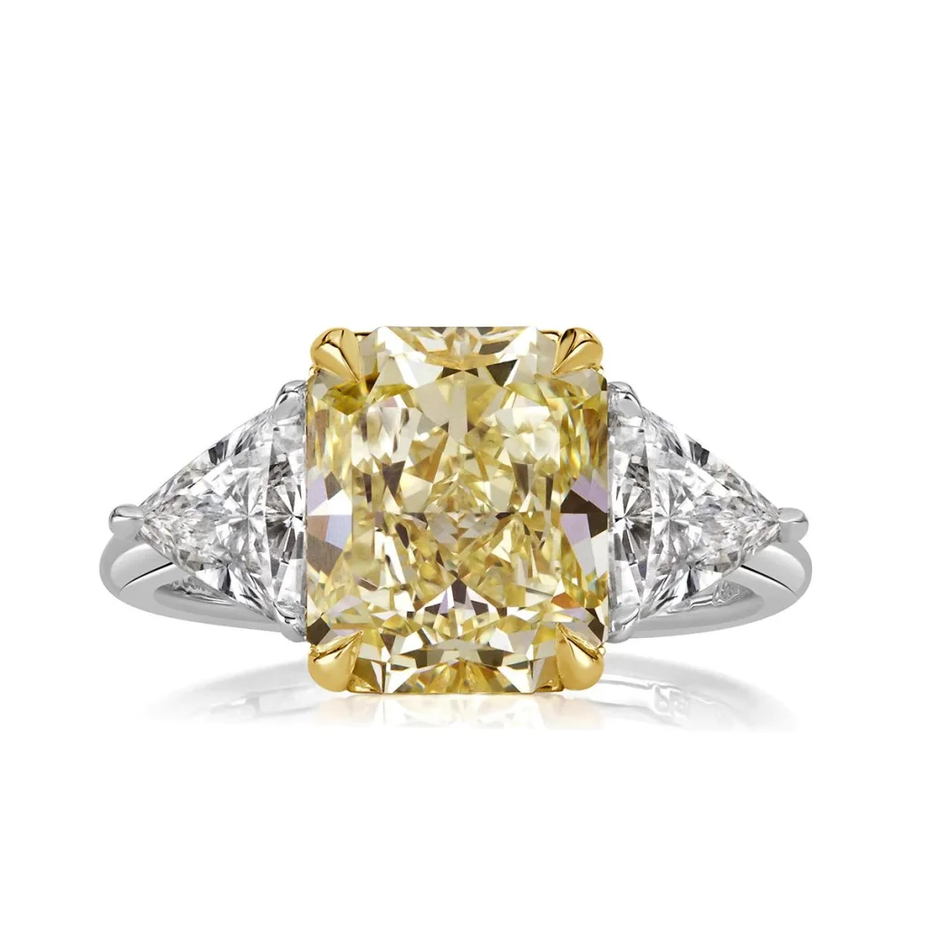 Stunning 4-Carat Radiant Cut Fancy Yellow Diamond Ring | GIA Certified