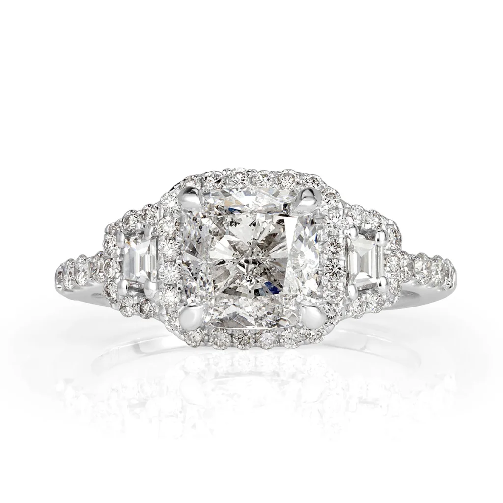 1.5 Carat Cushion Diamond Engagement Ring in 18K White Gold – VS, F/G/H Color