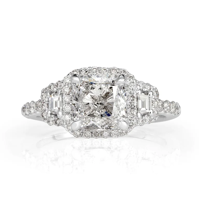 1.5 Carat Cushion Diamond Engagement Ring in 18K White Gold – VS, F/G/H Color