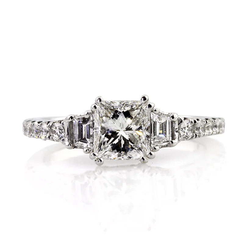 1.5 Carat Princess Cut Diamond Engagement Ring in 18K White Gold – VS, F/G/H Color