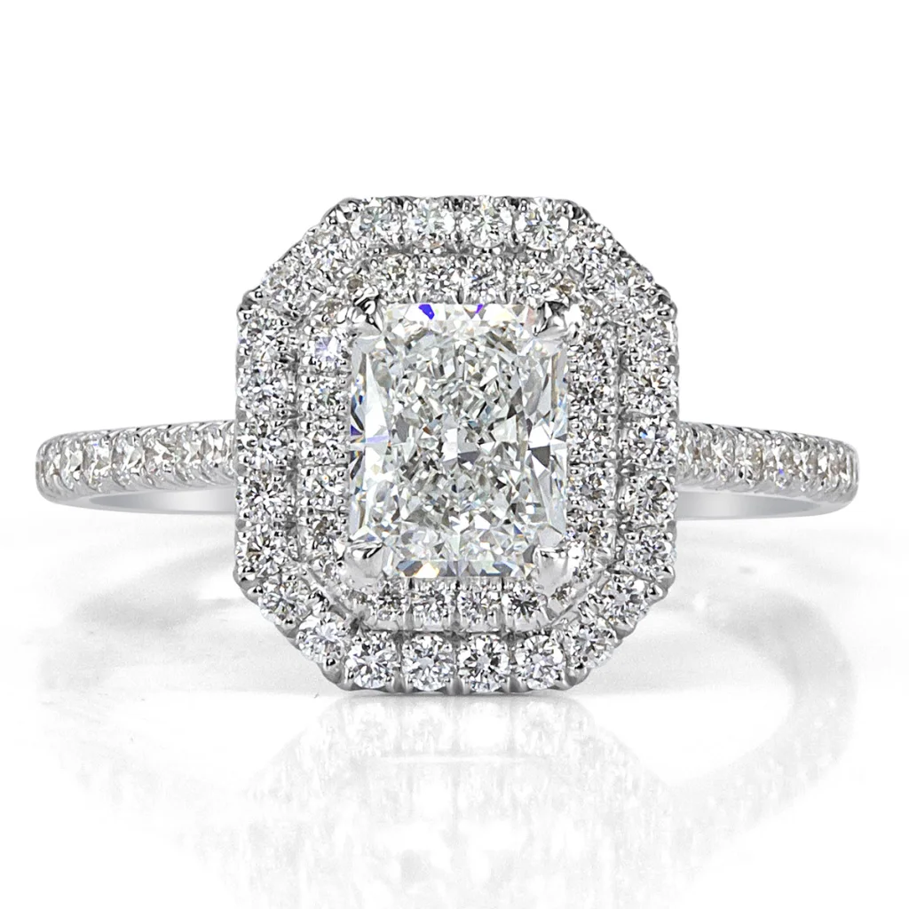1.5 Carat Radiant Diamond Engagement Ring in 18K White Gold – VS, F/G/H Color