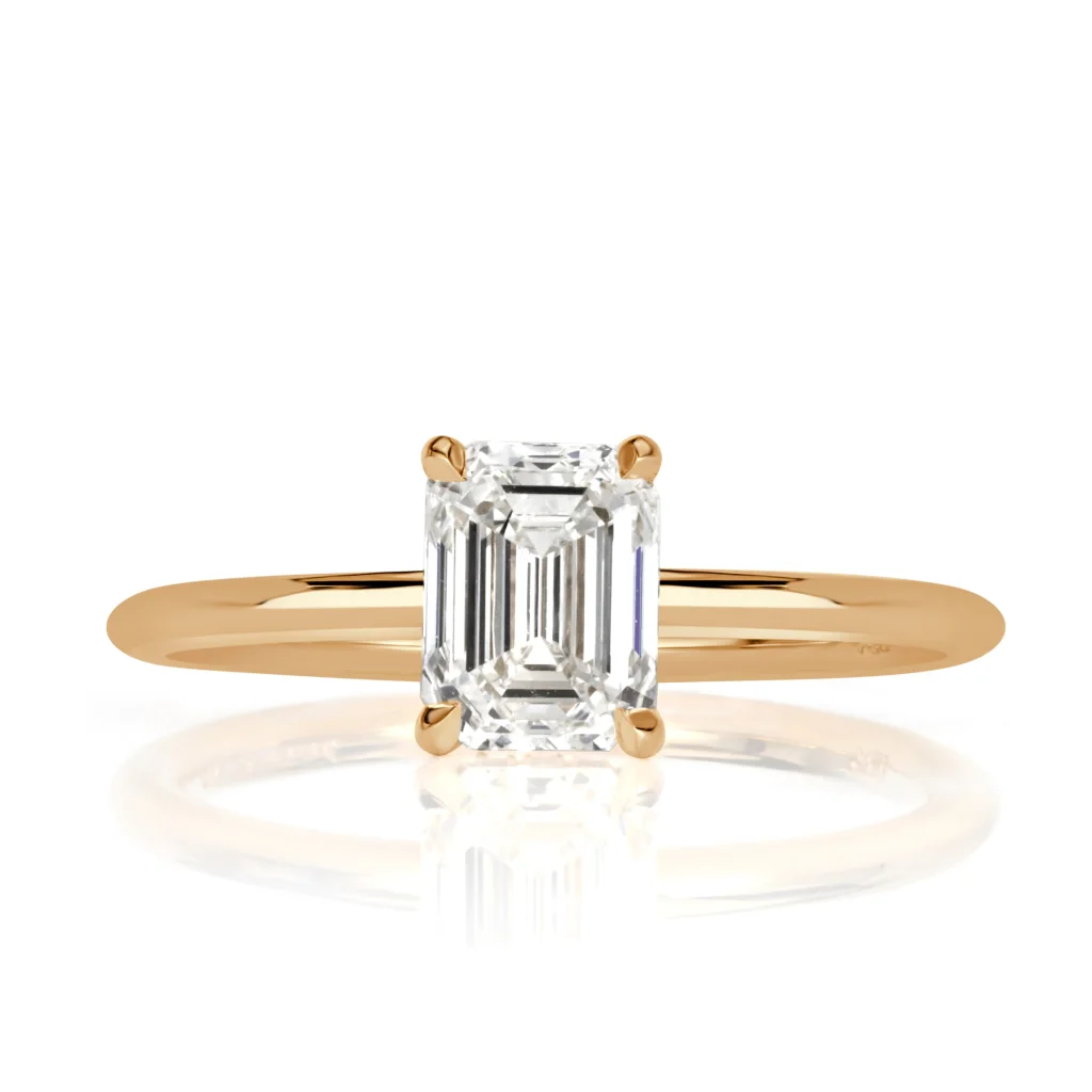 1.60 Carat Emerald Diamond Engagement Ring in 18K White Gold – VS, F/G/H Color
