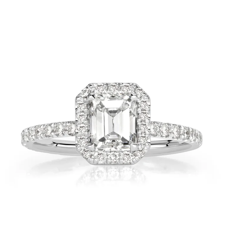 1.6 Carat Emerald Diamond Engagement Ring in 18K White Gold – VS, F/G/H Color