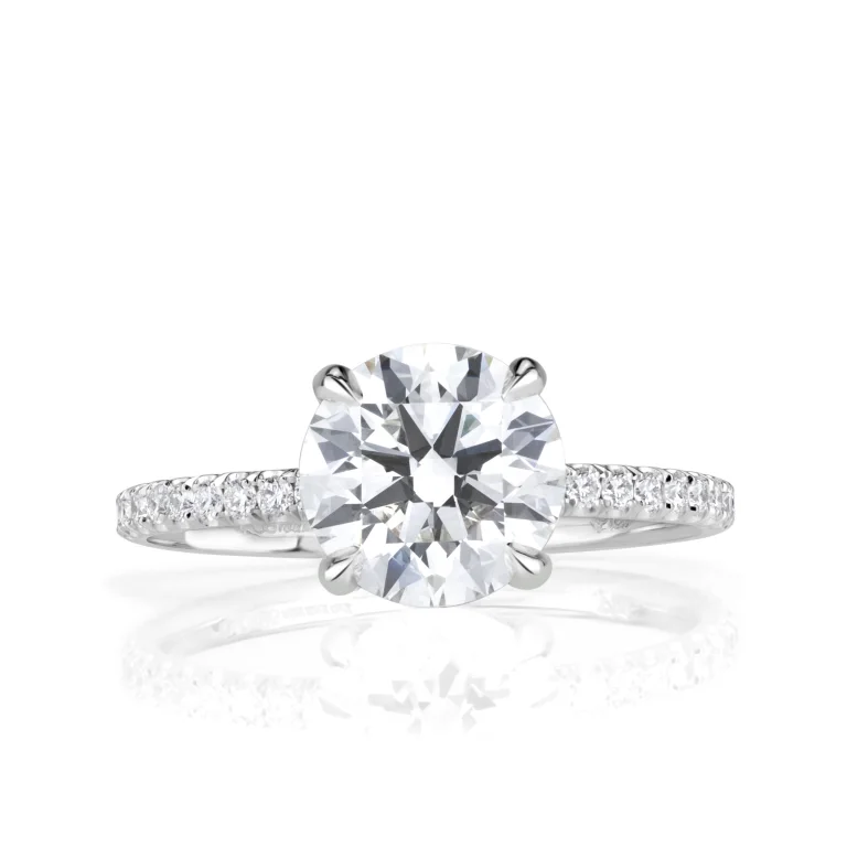 1.6 Carat Round Diamond Engagement Ring in 18K White Gold – VS, F/G/H Color