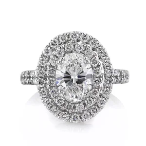 1 Carat Oval Diamond Engagement Ring in 18K White Gold – VS, F/G/H Color