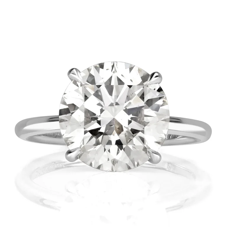 4 Carat Round Diamond Engagement Ring in 18K White Gold – VS, F/G/H Color