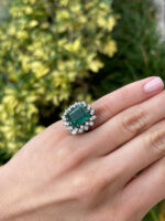 10.4 Carat Emerald Halo Diamond Ring | 14K White Gold - Image 2