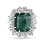 10.4 Carat Emerald Halo Diamond Ring | 14K White Gold - Image 5