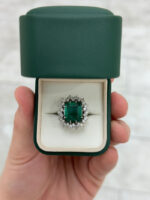 10.4 Carat Emerald Halo Diamond Ring | 14K White Gold - Image 6