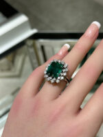 10.4 Carat Emerald Halo Diamond Ring | 14K White Gold - Image 7