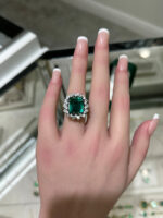 10.4 Carat Emerald Halo Diamond Ring | 14K White Gold - Image 9