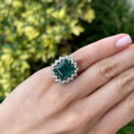 10.4 Carat Emerald Halo Diamond Ring | 14K White Gold