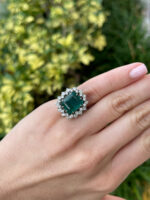 10.4 Carat Emerald Halo Diamond Ring | 14K White Gold