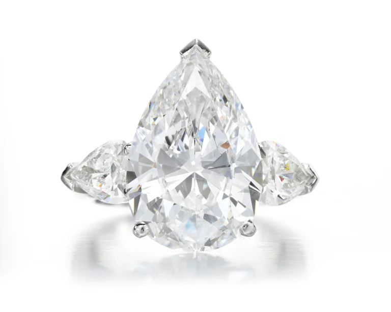 10.5 Carat Pear Statement | Brilliant White / D color | SI | 14K White Gold