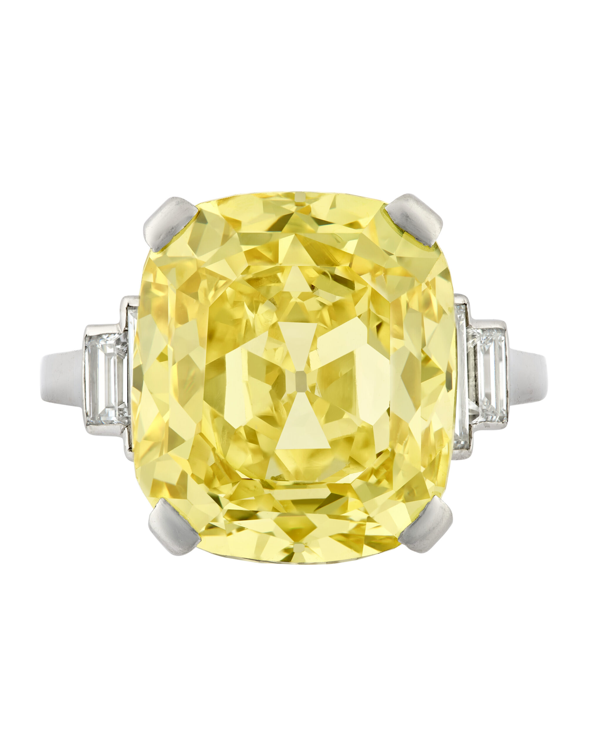 10-carat-cushion-cut-fancy-yellow-199-000-front-view-primary.jpg 10 Carat Cushion Statement | Fancy Yellow | 14K White Gold | Rare Fancy-Color Splendour - Image 1