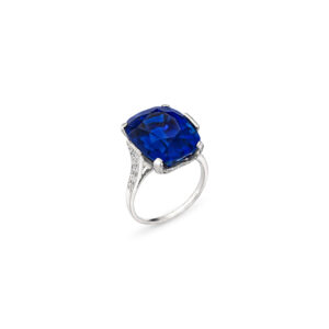 10 Carat Cushion Statement | Royal Blue Sapphire | 14K White Gold | Grand Palais Radiance
