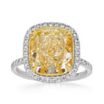 10 Carat Cushion Statement | Fancy Yellow | 14K White Gold | Sunlit Royal Radiance