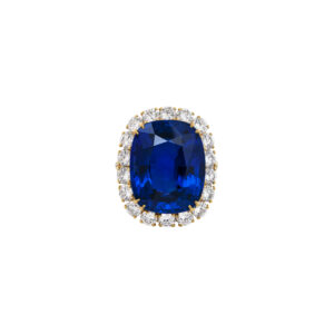 10 Carat Cushion Statement | Royal Blue Sapphire | 14K White Gold | Grand Palais Radiance
