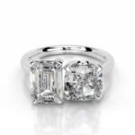 10 Carat Emerald-cut Toi Et Moi Diamond Ring | FL/IF | 14K White Gold