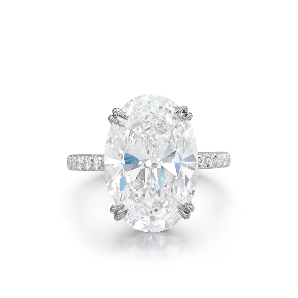 10 Carat Oval Statement | Type IIa | Brilliant White / D color | FL/IF | 14K White Gold