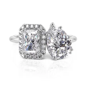 10 Carat Radiant Toi Et Moi Diamond Ring | Brilliant White / D color | FL/IF