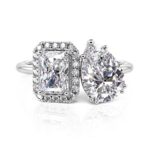 10 Carat Radiant Toi Et Moi Diamond Ring | Brilliant White | VS | 14K White Gold