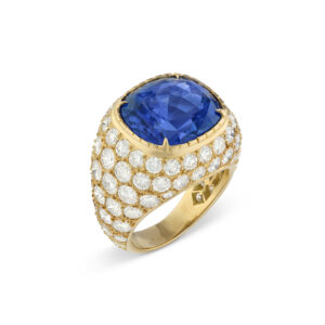 10 Carat Round Brilliant Statement | Royal Blue Sapphire | 14K White Gold