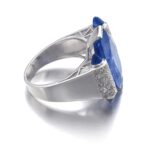 10 Carat Round Brilliant Statement | Royal Blue Sapphire | 14K White Gold - Image 2