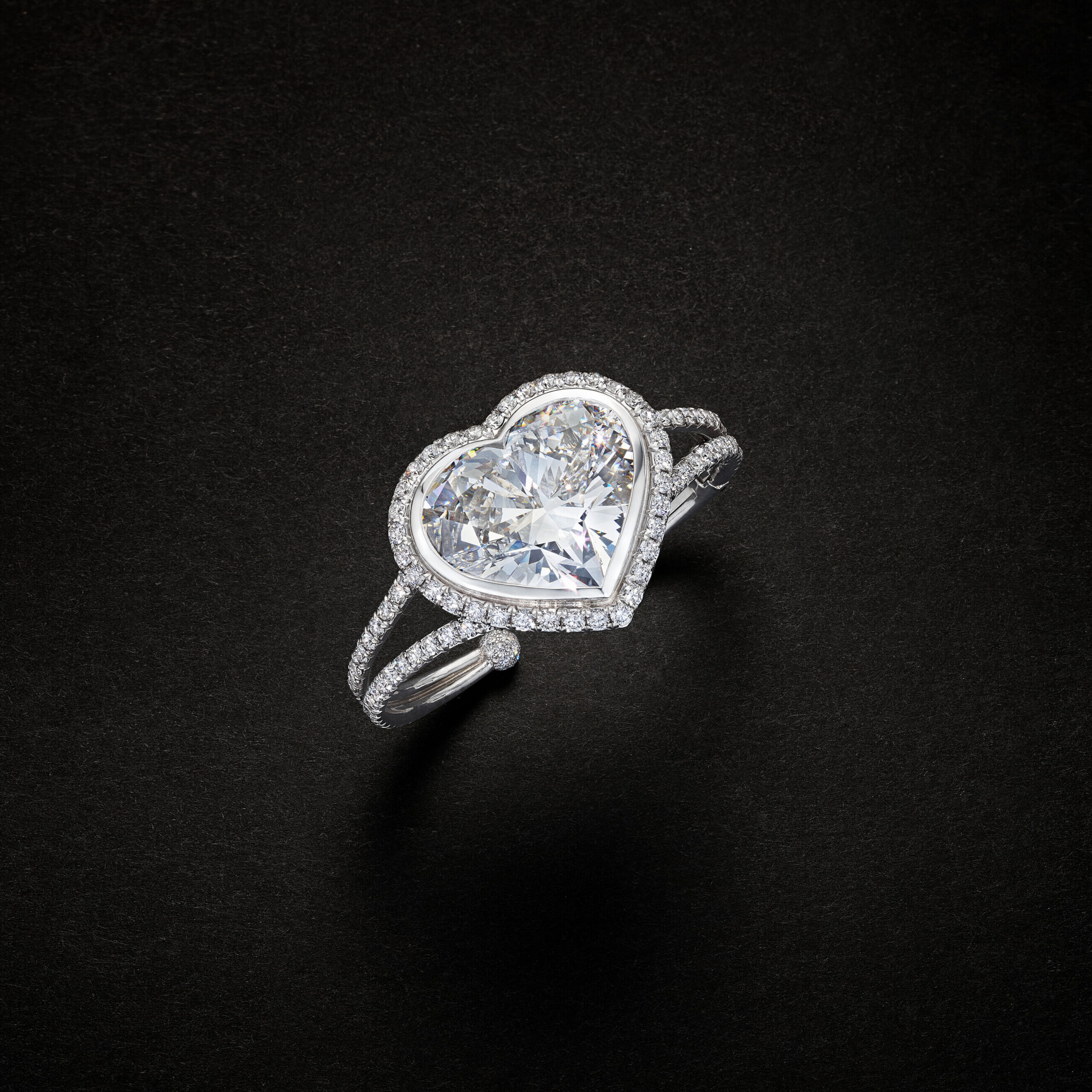 photography by Steven DeVilbiss 10 Carat Heart Shape Statement | Brilliant White / J color | SI | 14K White Gold - Image 1