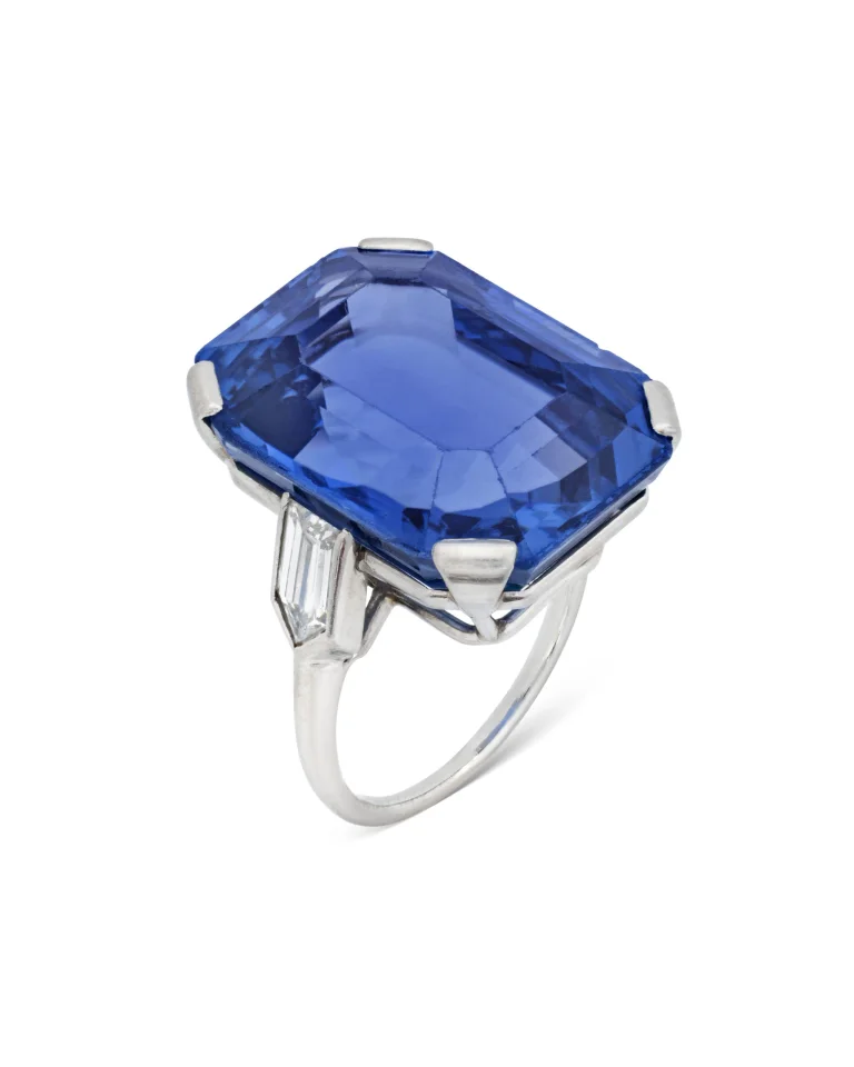10 Carat Emerald Cut Statement | Royal Blue Sapphire | 14K White Gold