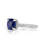 2.66 Carat Cushion Diamond Ring | Royal Blue Sapphire | 14K White Gold | Modern Nobility - Image 2