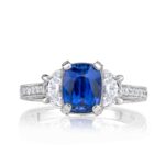 3.27 Carat Cushion Diamond Ring | Royal Blue Sapphire | 14K White Gold | Everyday Royalty - Image 2