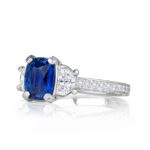 3.27 Carat Cushion Diamond Ring | Royal Blue Sapphire | 14K White Gold | Everyday Royalty - Image 3
