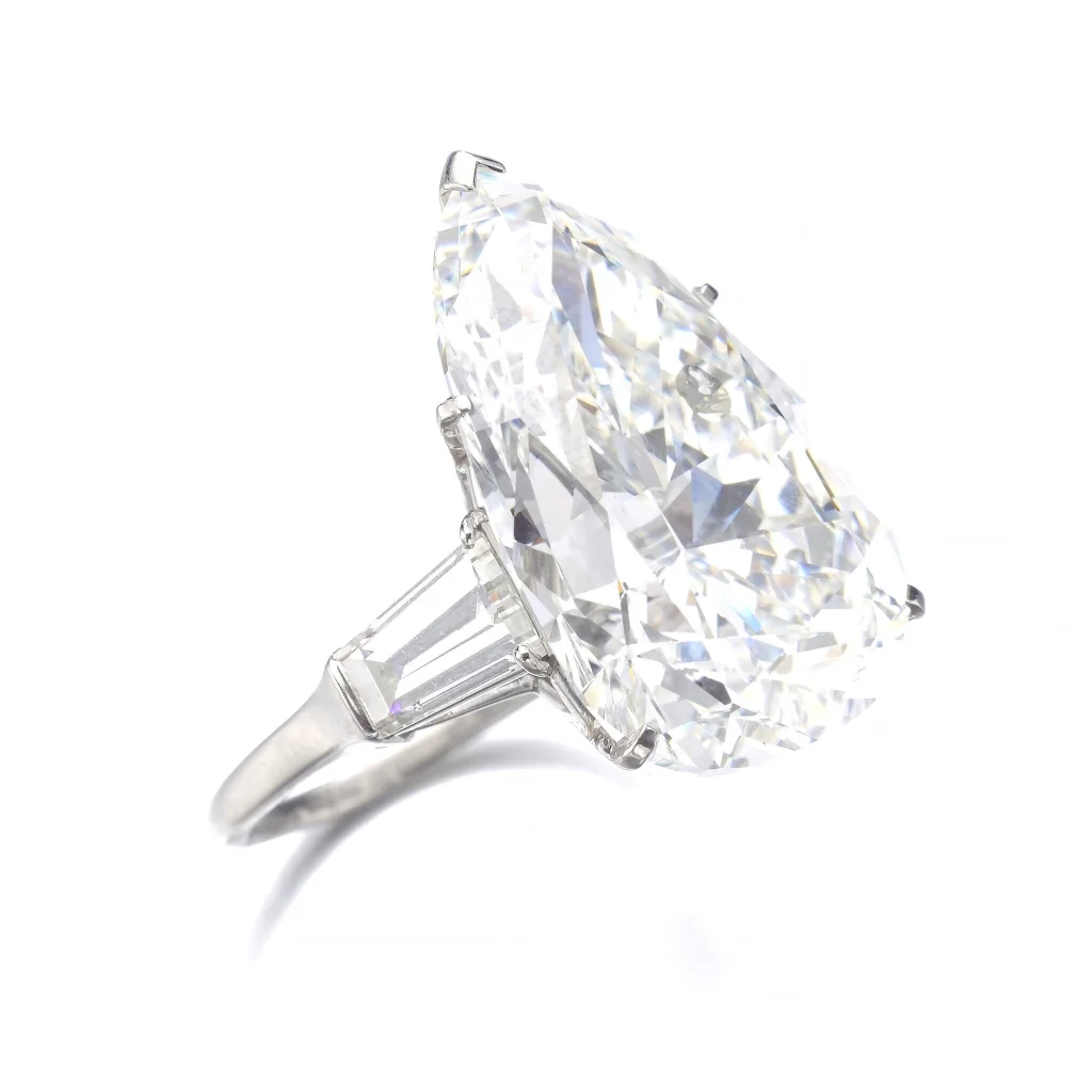 12.5 Carat Pear Statement | Brilliant White / D color | SI | 14K White Gold