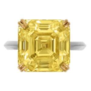12 Carat Assher Cut Statement | Fancy Yellow | 14K White Gold | A Crown-Worthy Fancy Rarity