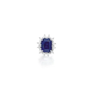 12 Carat Emerald Cut Statement | Royal Blue Sapphire | 14K White Gold