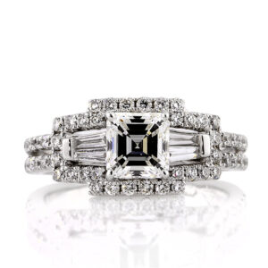 1.5 Carat Asscher Diamond Ring | Brilliant White | 14K White Gold | Refined Light