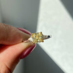 1.5 Carat Cushion Diamond Ring | Fancy Yellow | 14K White Gold | Sunlit Royal Radiance - Image 3