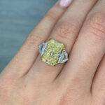 6.72 Carat Radiant Diamond Ring | Fancy Yellow | 14K White Gold - Image 2