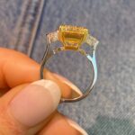6.72 Carat Radiant Diamond Ring | Fancy Yellow | 14K White Gold - Image 4
