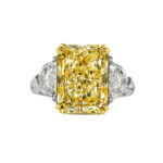 6.72 Carat Radiant Diamond Ring | Fancy Yellow | 14K White Gold